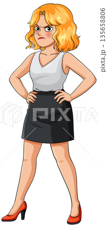 Angry Businesswoman Standing with Hands on Hips Angry Businesswoman Standing with Hands on Hips 135658806