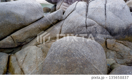 Close Up of Giant Granite Boulders Texture at Siangau Beach Bangka Island Indonesia 135658837