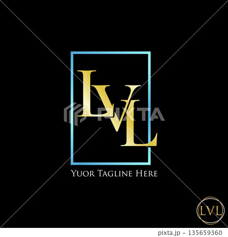 Initial LVL serif font line square swoosh accent style element icon ornament logo design graphic concept creative premium vector stock image top sell 135659360