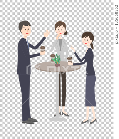 身穿西裝的年輕男女正在享受休息時間 135659552