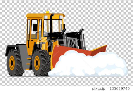 除雪作業をする除雪車_除雪ドーザー 135659740