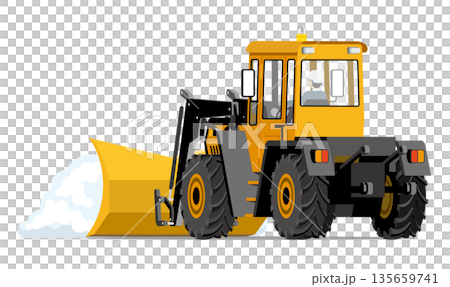 Snowplow working on snow removal_Snow removal dozer 135659741