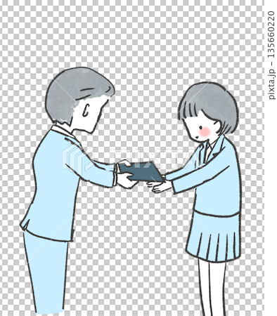 卒業証書を渡される女子高生のイラスト 卒業証書を渡される女子高生のイラスト 135660220