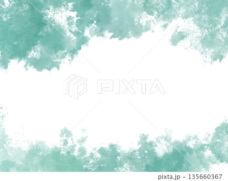 グリーンの水彩背景・絵の具の飛び散り・新緑やエコのイベント案内・ナチュラルな招待状・余白 135660367