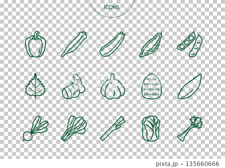 野菜　アイコン ピクトグラム　ベクター イラスト　セット　vol.2 135660666