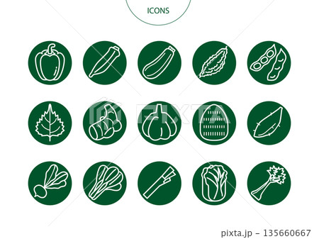 野菜　アイコン ピクトグラム　ベクター イラスト　セット　vol.2 135660667