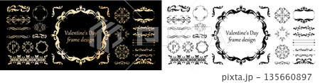 ロマンティックなバレンタインデーフレームデザインコレクション ロマンティックなバレンタインデーフレームデザインコレクション 135660897