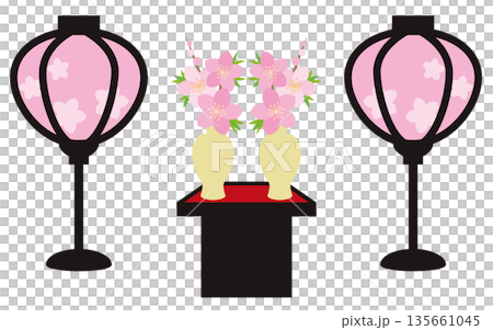 Hinamatsuri (Girl's Day) Hinamatsuri lanterns and peach blossoms illustration Hinamatsuri (Girl's Day) Hinamatsuri lanterns and peach blossoms illustration 135661045