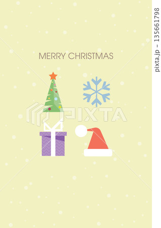 Merry Christmas with christmas ornaments minimal style vector illustration. Merry Christmas and Happy New Year greeting card template. 135661798