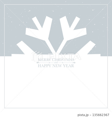 Merry Christmas and Happy New Year with snowflake minimal style greeting card template. Merry Christmas and Happy New Year with snowflake minimal style greeting card template. 135662367