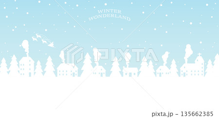 Winter wonderland minimal vector illustration. Merry Christmas and Happy New Year greeting card template. 135662385