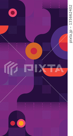 Halloween vertical background with geometric ghost in mosaic punchy style vector illustration. Happy Halloween invitation card have blank space template. 135662402
