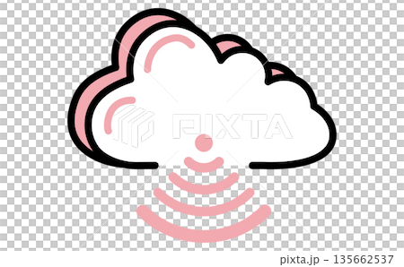 クラウド配信のアイコンのデータ通信とオンライン接続を表すイラスト 135662537