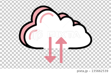 クラウド双方向通信のアイコンのデータ送受信と同期を表すイラスト クラウド双方向通信のアイコンのデータ送受信と同期を表すイラスト 135662539
