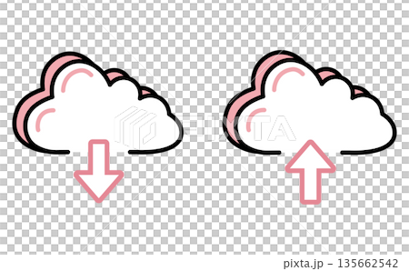 Communication icon illustration set representing cloud upload and download Communication icon illustration set representing cloud upload and download 135662542