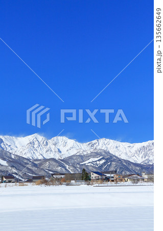 山麓から望む冬の白馬連峰 135662649