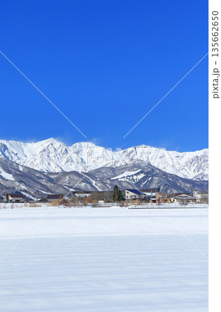 山麓から望む冬の白馬連峰 山麓から望む冬の白馬連峰 135662650