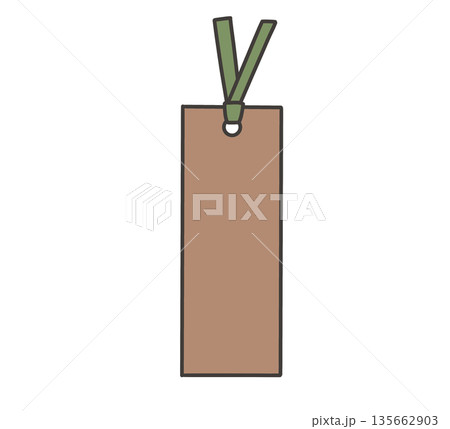 緑のリボンがついた茶色い栞のイラスト 135662903