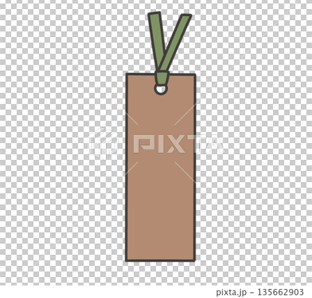 緑のリボンがついた茶色い栞のイラスト 135662903