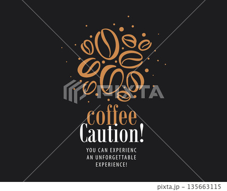 Vector logo of natural coffee beans, hand-drawn 135663115