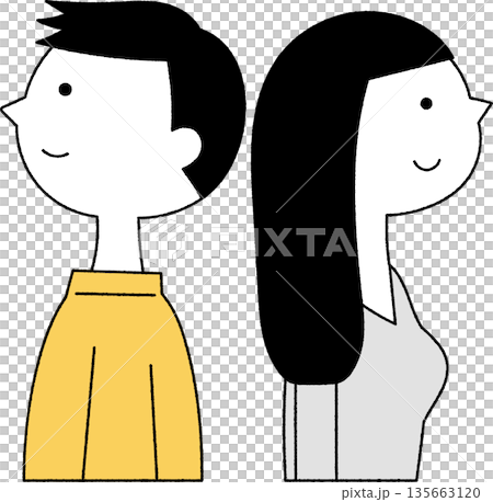 年輕女性背靠背站立,單色 年輕女性背靠背站立,單色 135663120