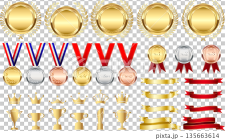 各種獎品，包括頸章、月桂花環、獎盃、皇冠等等。 135663614