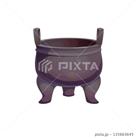 Chinese holiday, culture and travel symbol of bronze cauldron, vector icon. Chinese ancient ritual pot Ding and antique archeology utensils of traditional China art and historical heritage artefact 135663645
