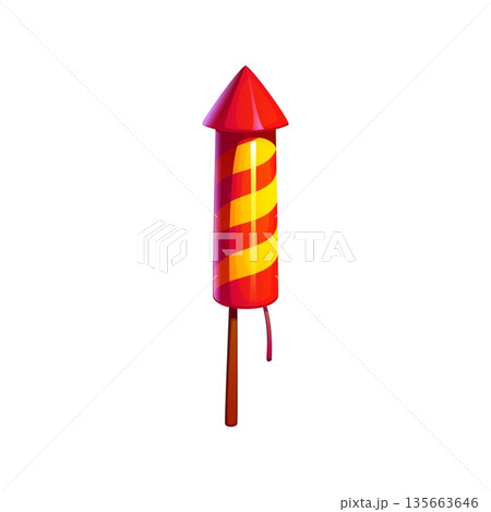 Chinese lunar New Year holiday icon of firecracker petard rocket, vector CNY celebration pyrotechnics. Chinatown festival banger or firecracker petard for Chinese New Year celebration or decoration Chinese lunar New Year holiday icon of firecracker petard rocket, vector CNY celebration pyrotechnics. Chinatown festival banger or firecracker petard for Chinese New Year celebration or decoration 135663646