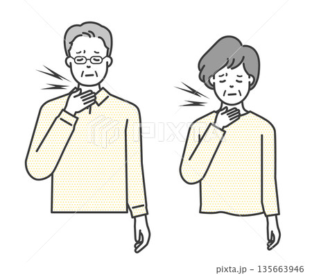 喉が痛い高齢者のイラストベクター素材 喉が痛い高齢者のイラストベクター素材 135663946