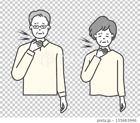 喉が痛い高齢者のイラストベクター素材 喉が痛い高齢者のイラストベクター素材 135663946