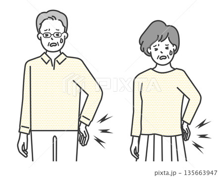 腰痛に悩む高齢者のイラストベクター素材 135663947