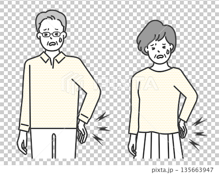 Vector illustration of an elderly person suffering from back pain 135663947