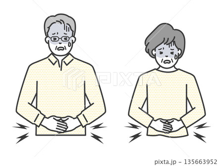腹痛に苦しむ高齢者のイラストベクター素材 腹痛に苦しむ高齢者のイラストベクター素材 135663952