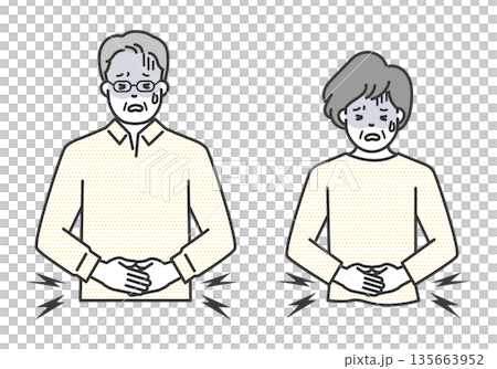 腹痛に苦しむ高齢者のイラストベクター素材 腹痛に苦しむ高齢者のイラストベクター素材 135663952