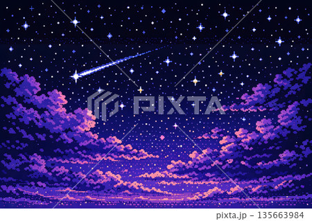 ピクセルアート（夜空） 135663984