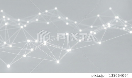 白とグレーの背景に広がるシンプルなニューラルネットワークの接続図 135664094