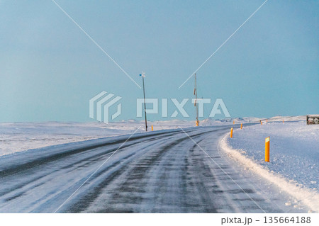 Winter landscape in Thingvellir National Park 135664188