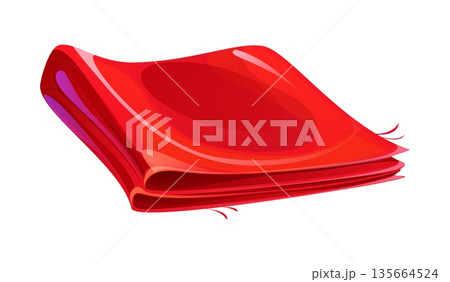 Cartoon red silk fabric China culture icon or item. China fashion symbol, Chinese tradition vector icon. Asian history item or Asia isolated red silk fabric culture cartoon object 135664524