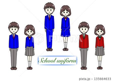 男女の学生の制服コレクション 135664633