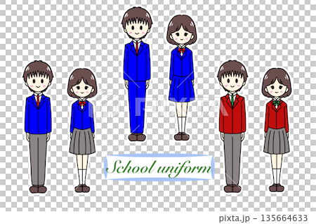 男女の学生の制服コレクション 135664633