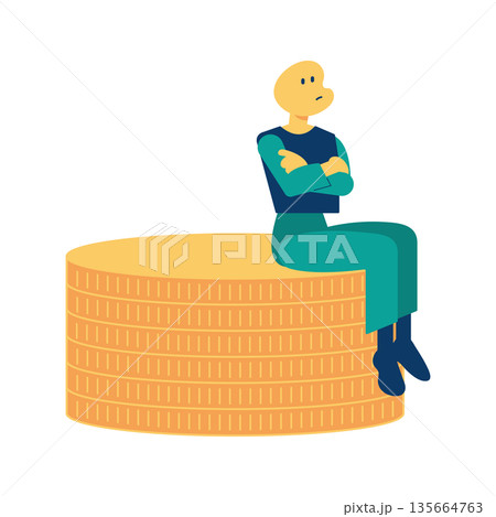金銭問題について考える人のイメージイラスト 135664763