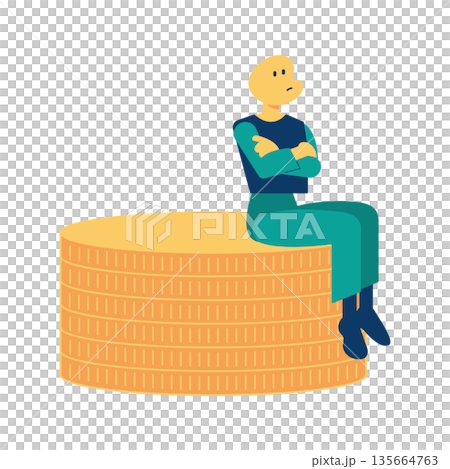 金銭問題について考える人のイメージイラスト 135664763