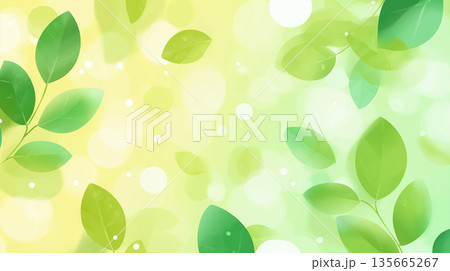 かわいい葉っぱが広がるナチュラル背景素材｜キッズ・教育向け 135665267