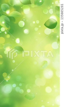 かわいい葉っぱが広がるナチュラル背景素材｜キッズ・教育向け 135665281