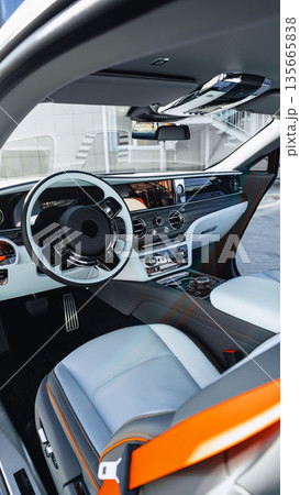 Luxury car interior features modern design and advanced technology Luxury car interior features modern design and advanced technology 135665838