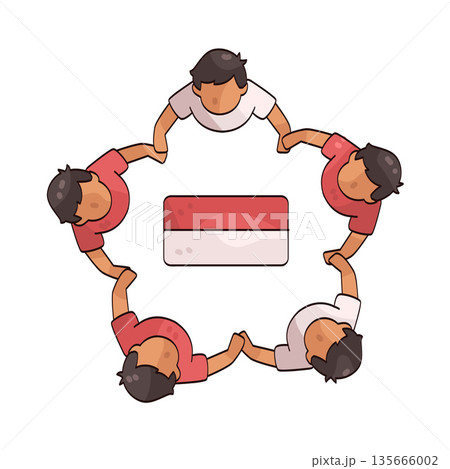 illustration of Indonesian youth solidarity 135666002