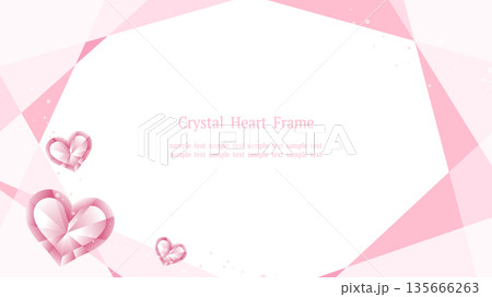 クリスタルハートのフレーム　白ベース（ピンク）横長16:9 135666263