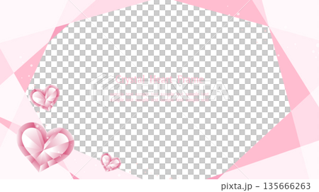 クリスタルハートのフレーム　白ベース（ピンク）横長16:9 135666263