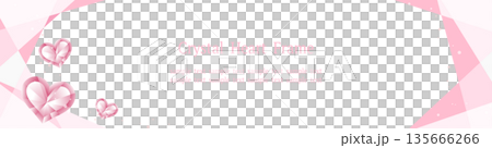 クリスタルハートのフレーム　白ベース（ピンク）Webバナー用ワイド 135666266