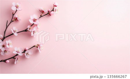 余白を活かしたミニマルな桜の背景1 135666267